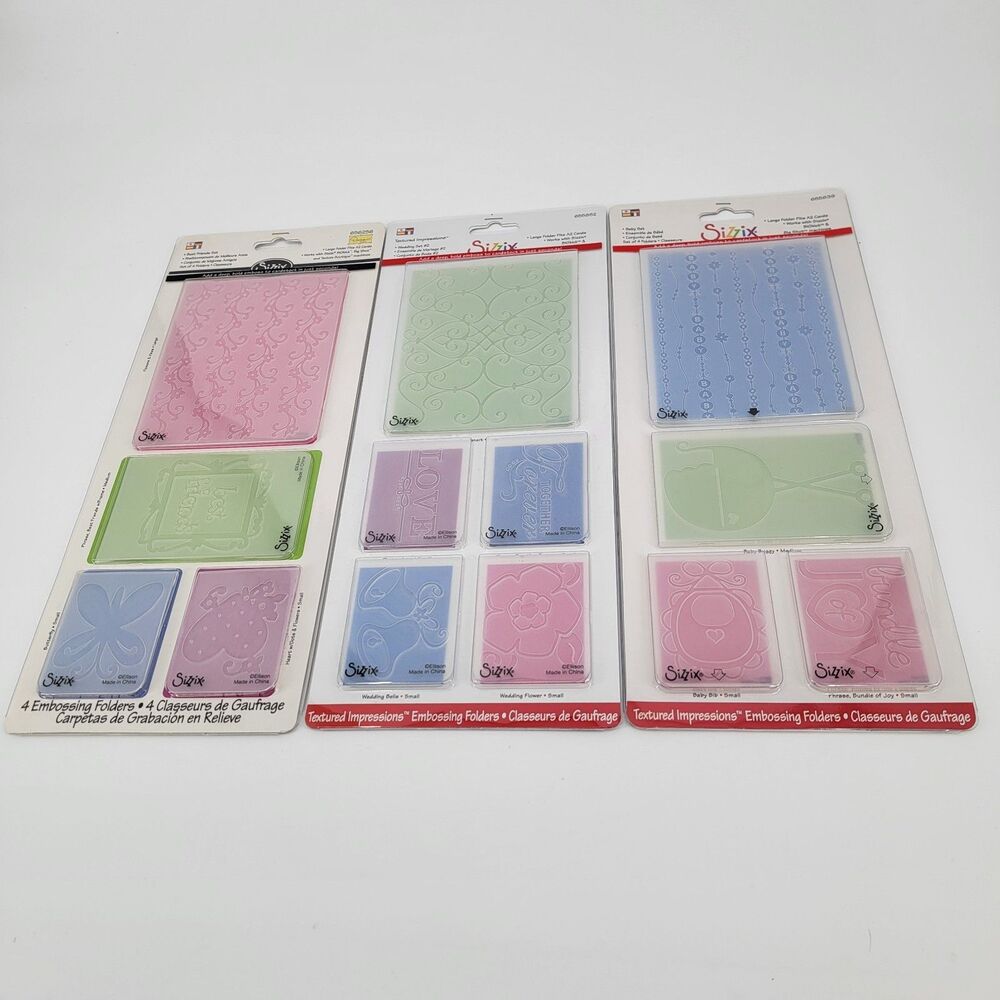 Ellison Sizzix Embossing Folders Best Friends/Wedding/Baby - Lot of 3 Sets NEW